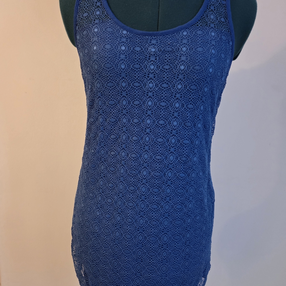 Chic Blue Lace Tank Top for Women